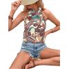 imageWomens Tropical Paisley Print Halter Blouse Sleeveless Boho Shirt Tops Button Back Vacation TopsMix Green