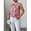 imageWomens Tropical Paisley Print Halter Blouse Sleeveless Boho Shirt Tops Button Back Vacation TopsMix Pink