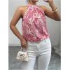 imageWomens Tropical Paisley Print Halter Blouse Sleeveless Boho Shirt Tops Button Back Vacation TopsMix Pink