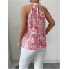 imageWomens Tropical Paisley Print Halter Blouse Sleeveless Boho Shirt Tops Button Back Vacation TopsMix Pink