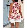 imageWomens Tropical Paisley Print Halter Blouse Sleeveless Boho Shirt Tops Button Back Vacation TopsMixture Pink