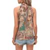 imageWomens Tropical Paisley Print Halter Blouse Sleeveless Boho Shirt Tops Button Back Vacation TopsMulticolor