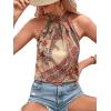 imageWomens Tropical Paisley Print Halter Blouse Sleeveless Boho Shirt Tops Button Back Vacation TopsMulticolor