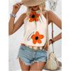 imageWomens Tropical Paisley Print Halter Blouse Sleeveless Boho Shirt Tops Button Back Vacation TopsOrange Apricot