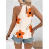 imageWomens Tropical Paisley Print Halter Blouse Sleeveless Boho Shirt Tops Button Back Vacation TopsOrange Apricot