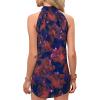 imageWomens Tropical Paisley Print Halter Blouse Sleeveless Boho Shirt Tops Button Back Vacation TopsOrange Floral
