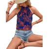 imageWomens Tropical Paisley Print Halter Blouse Sleeveless Boho Shirt Tops Button Back Vacation TopsOrange Floral