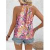 imageWomens Tropical Paisley Print Halter Blouse Sleeveless Boho Shirt Tops Button Back Vacation TopsPink Purple