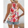imageWomens Tropical Paisley Print Halter Blouse Sleeveless Boho Shirt Tops Button Back Vacation TopsRed and White
