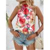 imageWomens Tropical Paisley Print Halter Blouse Sleeveless Boho Shirt Tops Button Back Vacation TopsRed and White