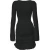 imageWomens Twist Knot Ruffle Ruched Bodycon Mini Dress Long Sleeve Crewneck Night Out Pencil DressesBlack