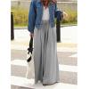 imageWomens Wide Leg Sweatpants High Elastic Waist Flowy Palazzo Pants Loose Baggy Pants BottomsGrey
