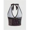 imageWomens Y2K Graphic Tie Backless Halter Top Slim Fit Sleeveless Camisole Crop Tops Going Out OutfitsPure Purple