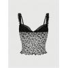 imageWomens Y2K Leopard Print Camisole Mesh Tops Streetwear Women Lace Trim Sleeveless Cami Shirts Clubwear Crop TopsBlack and White