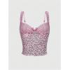 imageWomens Y2K Leopard Print Camisole Mesh Tops Streetwear Women Lace Trim Sleeveless Cami Shirts Clubwear Crop TopsPink