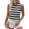 imageWomens Boho Tank Tops 2024 Causal Summer Sleeveless Vest Tops Geo Print Crewneck ShirtsBlack and White
