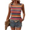imageWomens Boho Tank Tops 2024 Causal Summer Sleeveless Vest Tops Geo Print Crewneck ShirtsMulticolor