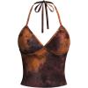 imageWomens Cherry Print Halter Camisole Tops Backless Slim Fit Crop Tops Coquette Streetwear Going Out Cami TopsMulticolor