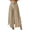 imageWomens Drawstring Waist Slit Bathing Suit Cover Up Swim Pants Sheer Tie Front Swim Cover Ups SwimwearKhaki