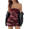 imageWomens Graphic Print Bodycon Dresses Slim Fit Ruched Mini Tube Dress Party Club WearRed