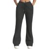 imageWomens High Waisted Crossover Flare Leg Sweatpants Baggy Drawstring Athletic Joggers Casual Workout Yoga PantsDeep Grey