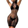 imageWomens Hollow Out Crochet Bathing Suit Cover Up Sheer Halter Slim Fit Beach Dresses SwimwearBlack