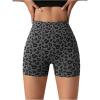 imageWomens Leopard Print High Waisted Sports Biker Shorts Tummy Control Stretchy ShortsDark Grey