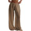 imageWomens Linen Pants Wide Leg Loose Cotton Swimsuit Coverups Summer Pants Beach Vacation OutfitsLight Khaki