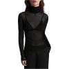 imageWomens Sheer Mesh High Neck T Shirts Long Sleeve Slim Fit Tee Tops ClubwearBlack