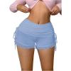 imageWomens Side Drawstring Lace Ruffle Shorts Y2K Ruched Low Rise Mini Stretchy Slim Fit Micro ShortsLight Blue