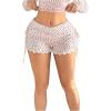 imageWomens Side Drawstring Lace Ruffle Shorts Y2K Ruched Low Rise Mini Stretchy Slim Fit Micro ShortsRed and White