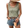 imageWomens Sleeveless Crochet Tank Top Knitted Sweater Vest Hollow Out Scoop Neck Tops Boho Cover Up PulloverGreen