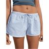 imageWomens Striped Print Drawstring Elastic Waist Shorts Casual Wide Leg Low Rise Summer Boxer ShortsBlue and White