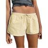imageWomens Striped Print Drawstring Elastic Waist Shorts Casual Wide Leg Low Rise Summer Boxer ShortsYellow