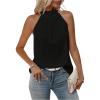 imageWomens Summer Halter Tops Tie Back Frill Sleeveless Casual Blouses for Women Dressy Work ShirtsBlack
