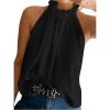 imageWomens Summer Halter Tops Tie Back Frill Sleeveless Casual Blouses for Women Dressy Work ShirtsPure Black