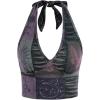 imageWomens Y2K Graphic Tie Backless Halter Top Slim Fit Sleeveless Camisole Crop Tops Going Out OutfitsDark Purple