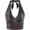 imageWomens Y2K Graphic Tie Backless Halter Top Slim Fit Sleeveless Camisole Crop Tops Going Out OutfitsPurple