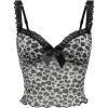 imageWomens Y2K Leopard Print Camisole Mesh Tops Streetwear Women Lace Trim Sleeveless Cami Shirts Clubwear Crop TopsBlack and White