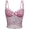 imageWomens Y2K Leopard Print Camisole Mesh Tops Streetwear Women Lace Trim Sleeveless Cami Shirts Clubwear Crop TopsPink