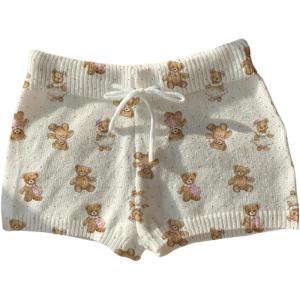 imageWomens Drawstring Drop Waisted Knit Mini Shorts Y2K Skinny Lounge Shorts Micro BottomsBeige