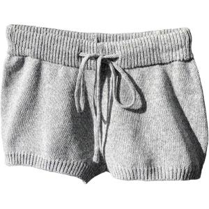 imageWomens Drawstring Drop Waisted Knit Mini Shorts Y2K Skinny Lounge Shorts Micro BottomsLight Grey