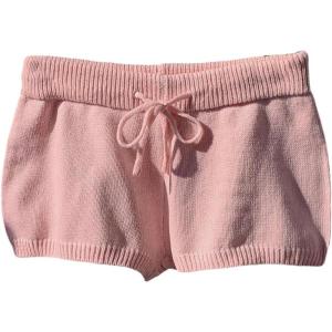 imageWomens Drawstring Drop Waisted Knit Mini Shorts Y2K Skinny Lounge Shorts Micro BottomsWatermelon Pink