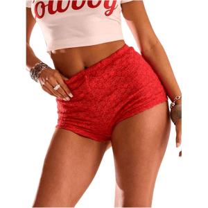 imageWomens Floral Lace Drop Waist Booty Shorts Skinny Y2k Summer Mini ShortsRedwood