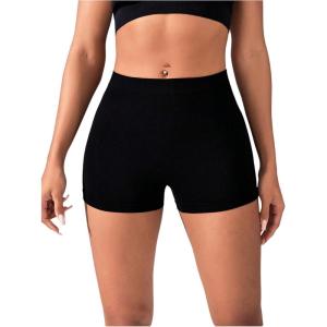 imageWomens Leopard Print High Waisted Sports Biker Shorts Tummy Control Stretchy ShortsBlack