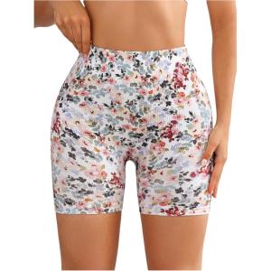 imageWomens Leopard Print High Waisted Sports Biker Shorts Tummy Control Stretchy ShortsMulticolor