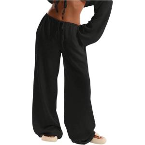 imageWomens Linen Pants Wide Leg Loose Cotton Swimsuit Coverups Summer Pants Beach Vacation OutfitsPure Black