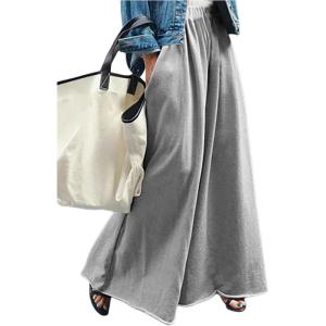 imageWomens Wide Leg Sweatpants High Elastic Waist Flowy Palazzo Pants Loose Baggy Pants BottomsGrey