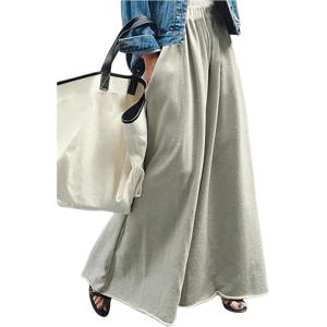 imageWomens Wide Leg Sweatpants High Elastic Waist Flowy Palazzo Pants Loose Baggy Pants BottomsLight Grey