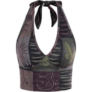 imageWomens Y2K Graphic Tie Backless Halter Top Slim Fit Sleeveless Camisole Crop Tops Going Out OutfitsPure Purple